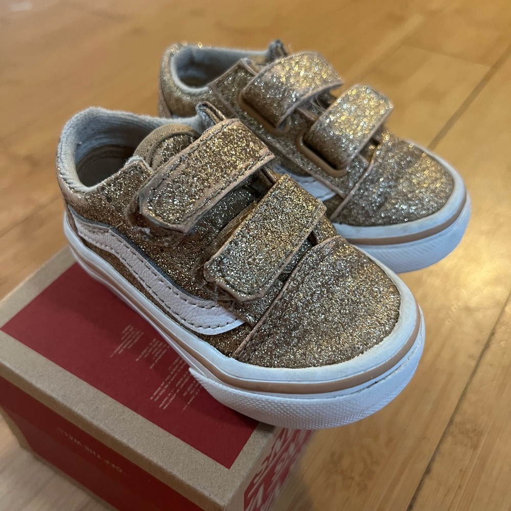 Vans Gold Glitter Kids Sneakers